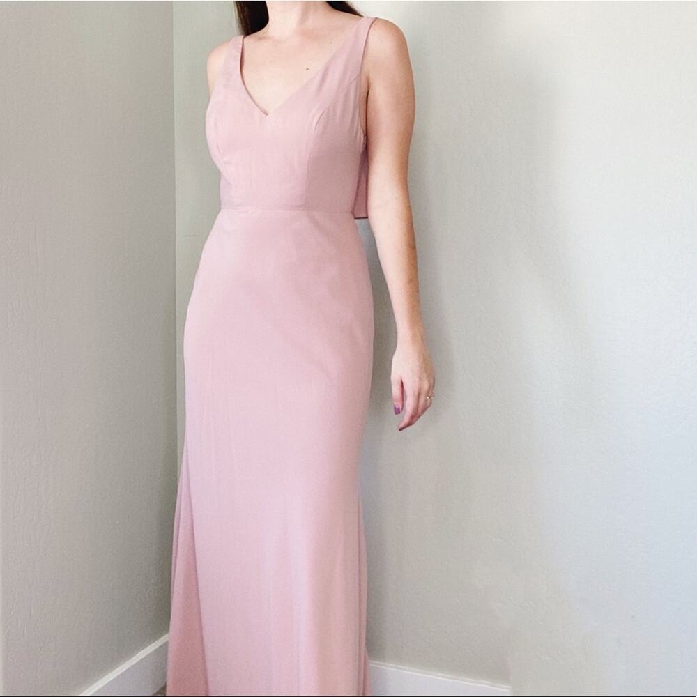 Jenny Yoo Collection Blush Pink V Neck Sleeveless Bridesmaid Dress